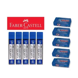 Faber Castell 5 Adet Orta Boy Sınav Silgisi ve 5 Adet 0.7 Uç Seti